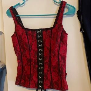 Red Royal bones corset style top